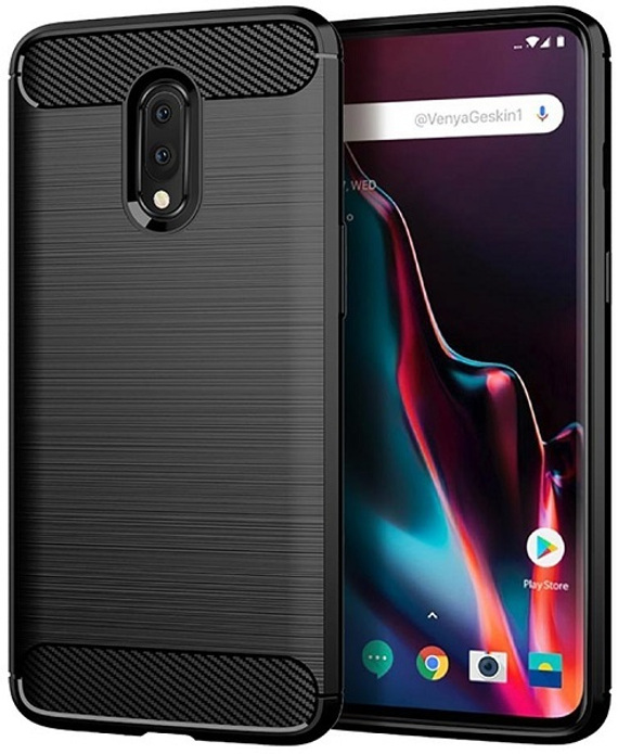 Чехол для OnePlus 7 цвет Black (черный), серия Carbon от Caseport