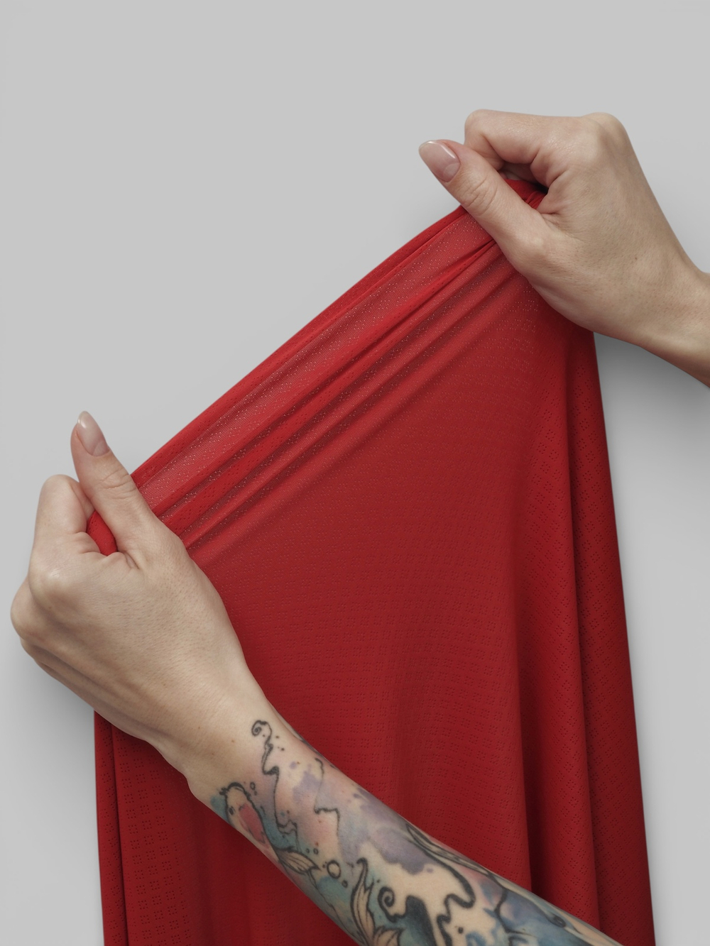 Микрофибра бельевая ажурная матовая эластичная красная