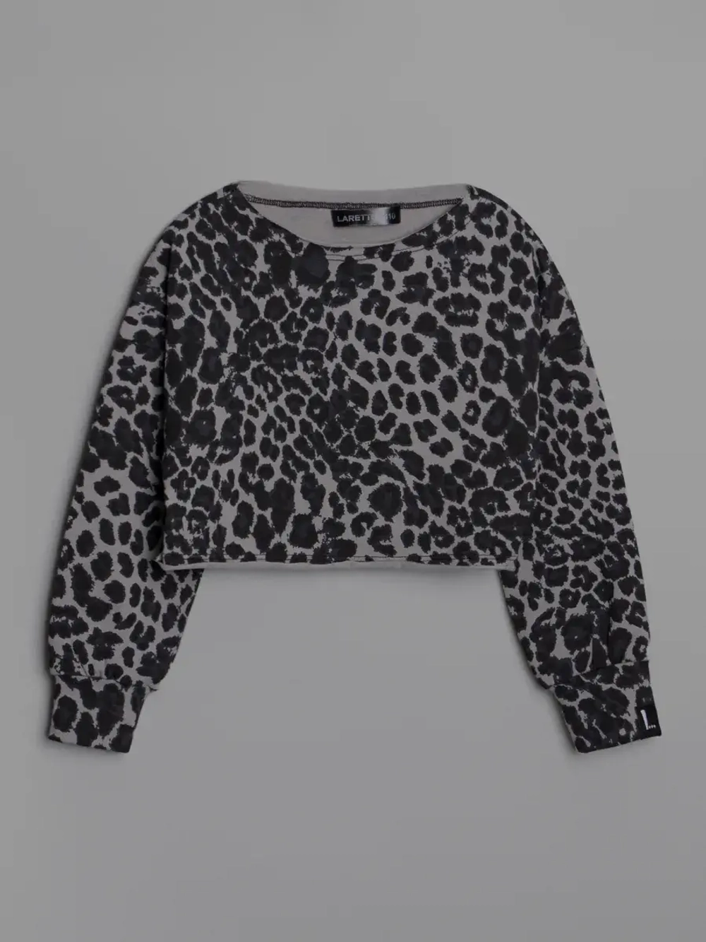 Лонгслив для девочки укороченный, леопард