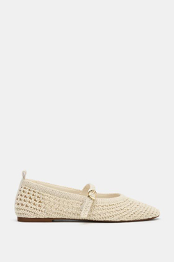 ZARA ПЛОСКИЕ БАЛЕТКИ С ПЛЕТЕНЫМ ЭФФЕКТОМ, ЭКРЮ