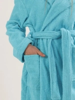 Халат подростковый махровый "Элит" с капюшоном, цвет: 502-Ярко-голубой