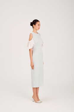 Платье Mina голубое (c воланами на рукавах)