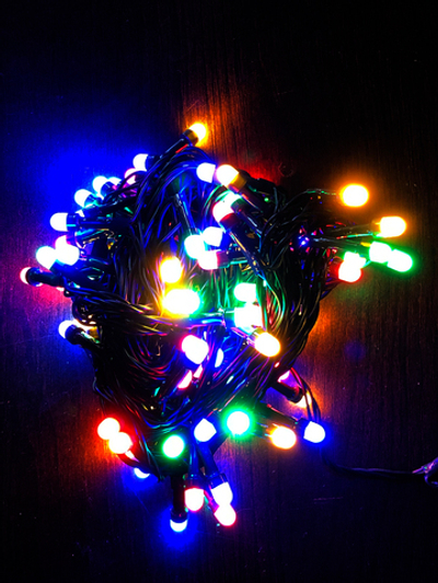 Гирлянда светодиодная "КОЛПАЧОК 8мм",100LED, мультицв, 10м+5м своб.каб,8 реж, зел пров,IP44,31V адап MAG-G064-100