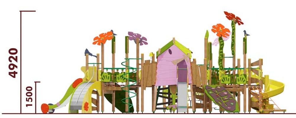 Игровой комплекс Дом Бабы-Яги 07095 для детей 4-6 лет для уличной площадки