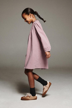 ZARA ПЛАТЬЕ В КЛЕТКУ ВИШИ, ТЕМНО-РОЗОВЫЙ