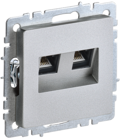 BRITE Розетка компьютерная двойная RJ45 кат.5E РК10-2-БрА алюминий IEK