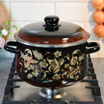 Кастрюля 5,5л коническая "Драгоценная" черная с красным