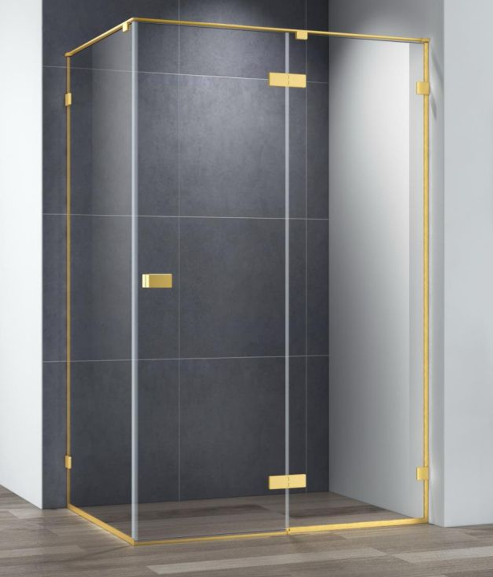 Душевой уголок Cezares BELLAGIO-AH-1-100/80-C-BORO, 100х80х197, профиль брашированное золото, прозрачное стекло