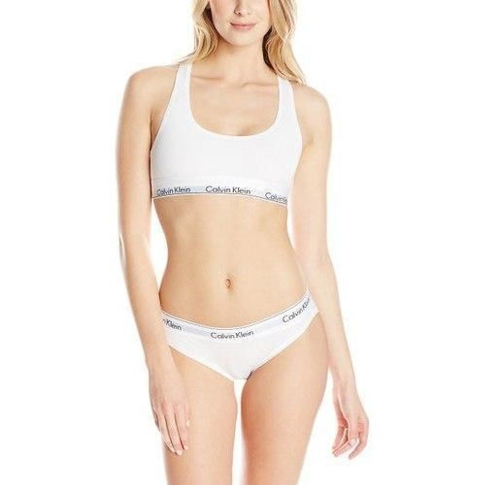 Женский комплект из 3-ех единиц белый: топ стринги и боксеры Calvin Klein Women White 3 - Pack