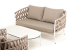 "Диего" лаунж-зона 4-местная плетеная из роупа (веревки), каркас алюминиевый белый, роуп бежевый