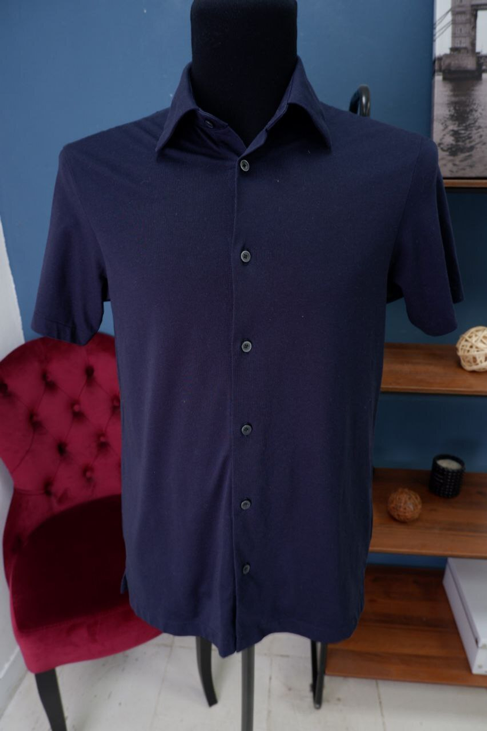 Рубашка Uniqlo однотонная 44 размер