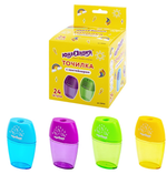 Точилка пластик 1отв. с контейнером "Радуга" овальная, корпус ассорти (ЮНЛАНДИЯ)