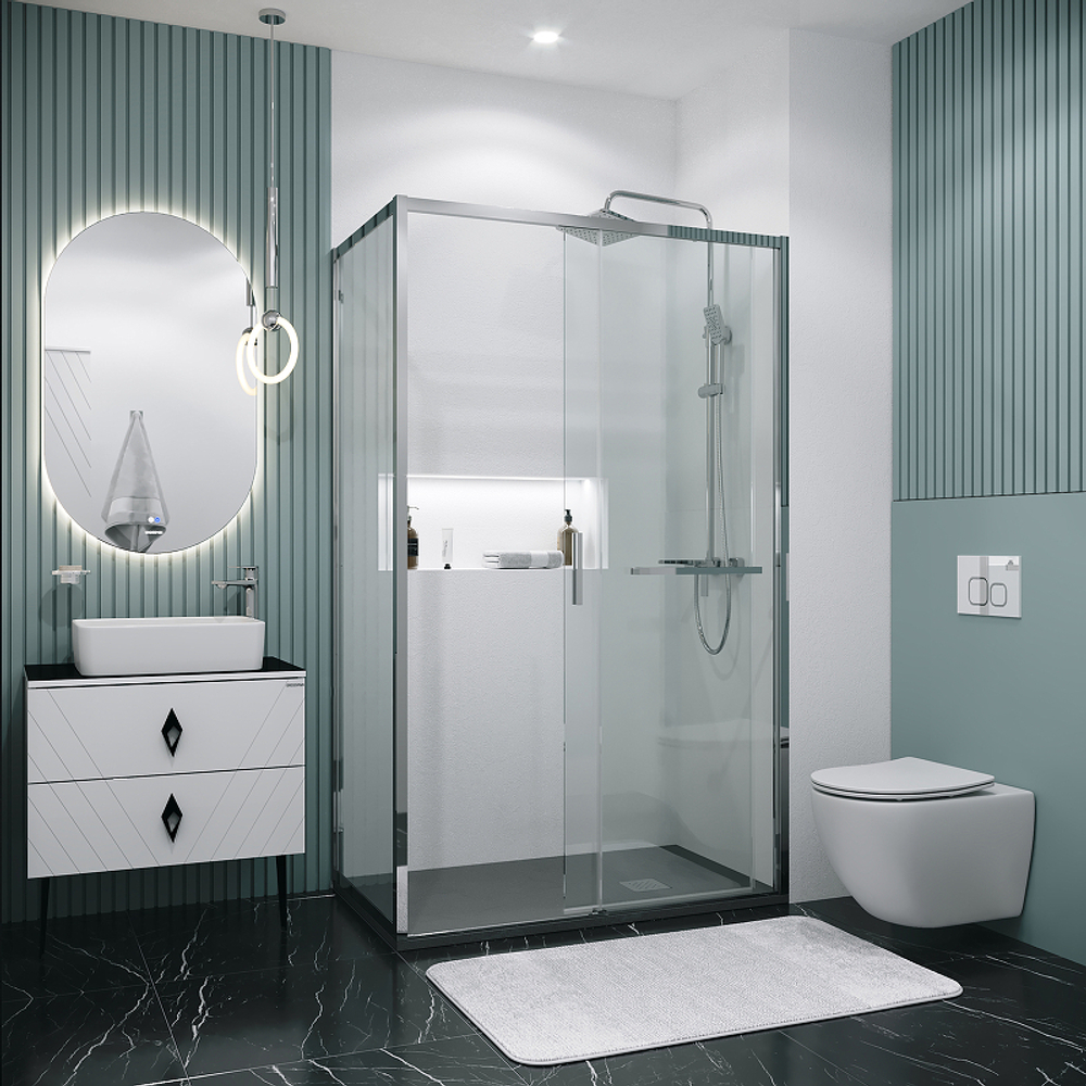Душевой уголок Grossman Style 130х80 120.K33.05.1380.10.00 профиль Хром стекло прозрачное