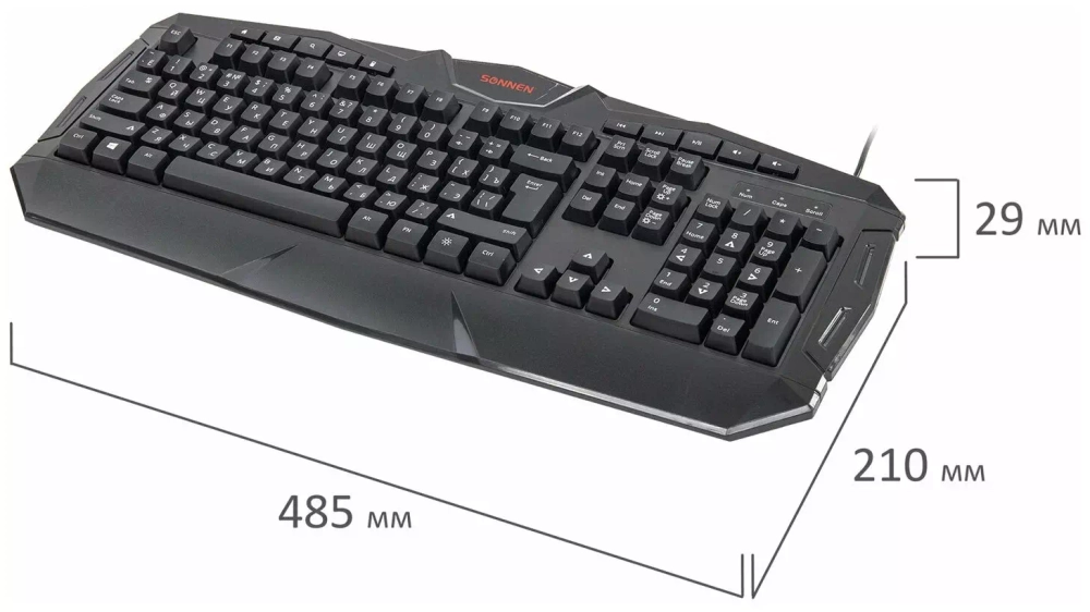 Клавиатура проводная игровая SONNEN Q9M, USB, 104 клавиши + 10 мультимедийных