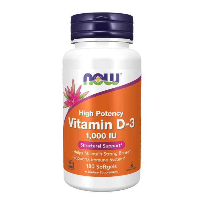 Витамин Д-3 1000 МЕ, Vitamin D-3 1000 IU, Now Foods, 180 капсул