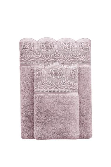QUEEN КВИН лиловый полотенце махровое с кружевом  Soft Cotton (Турция)