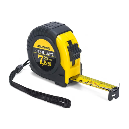 Рулетка в обр.корпусе СТАНДАРТ (7,5 м; 25 мм) "РОСОМАХА" (601725)