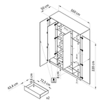 Шкаф 160х50х220 Марм, распашной, 4 двери 2 ящика, белый, со штангой и полками, Dipriz