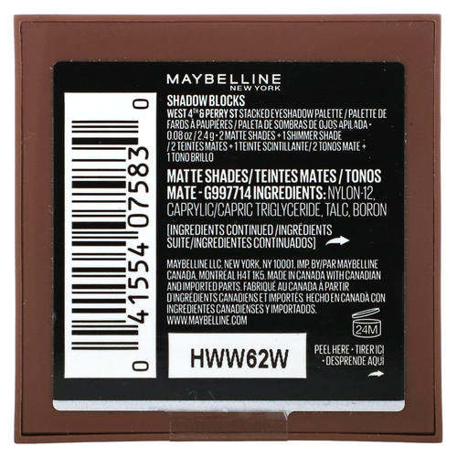 Maybelline, Shadow Blocks, 20 West 4th & Perry St, 2,4 г (0,08 унции)