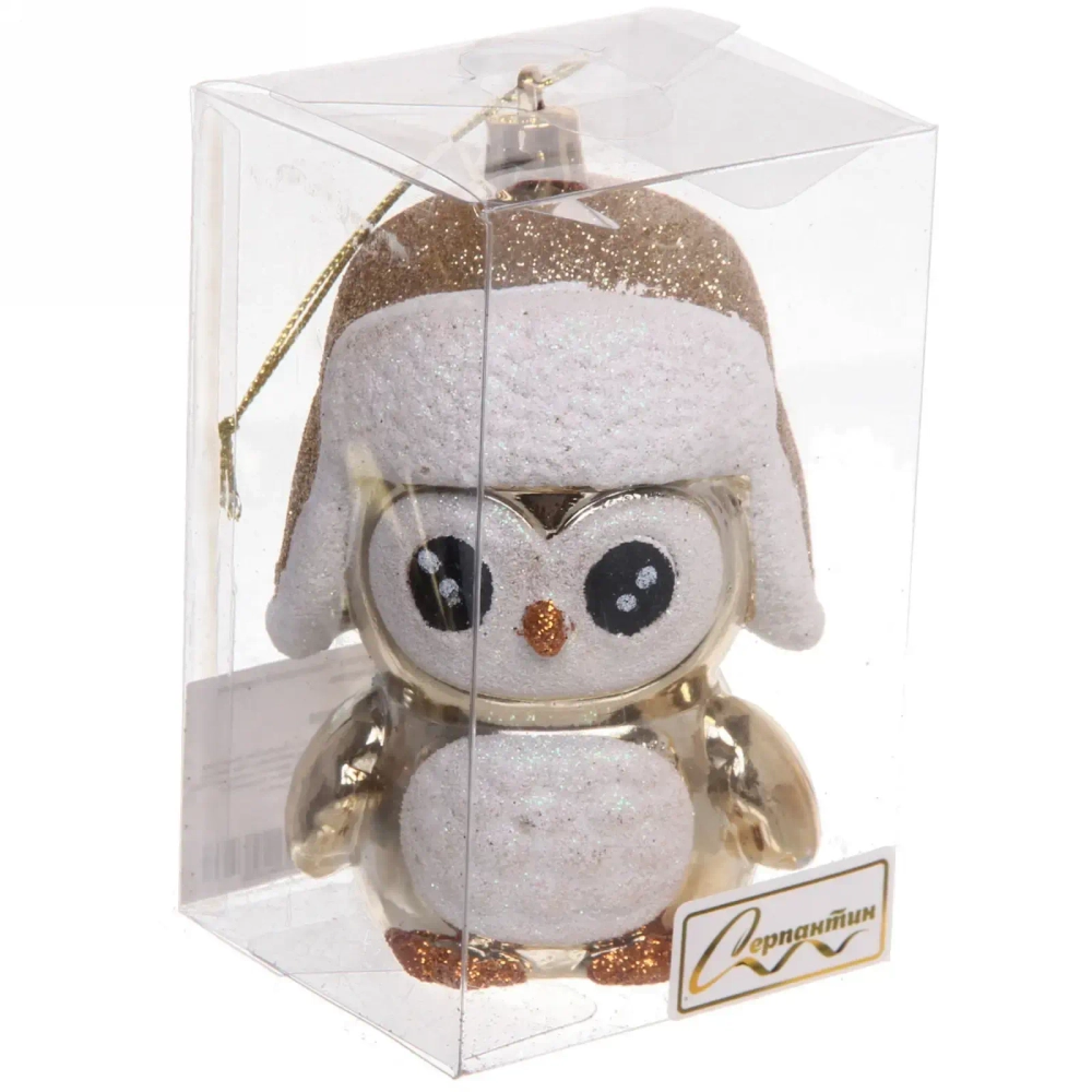 Ёлочная игрушка «Новогодний пингвин» 7*6*11 см, шампань