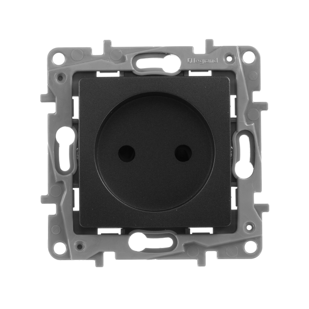 Розетка без заземления со шторками 16А 250В антрацит ETIKA Legrand