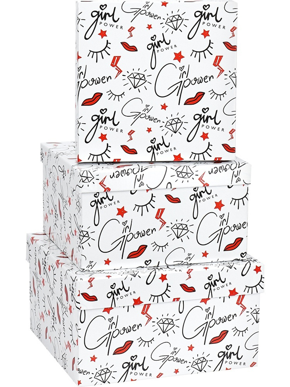 Набор подарочных коробок 3в1 "Girl power" 19,5*19,5*11см-15,5*15,5*9см