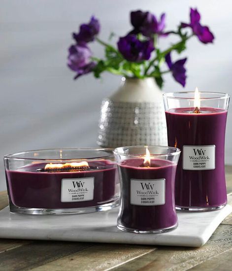 Темный мак, ароматическая свеча, WoodWick