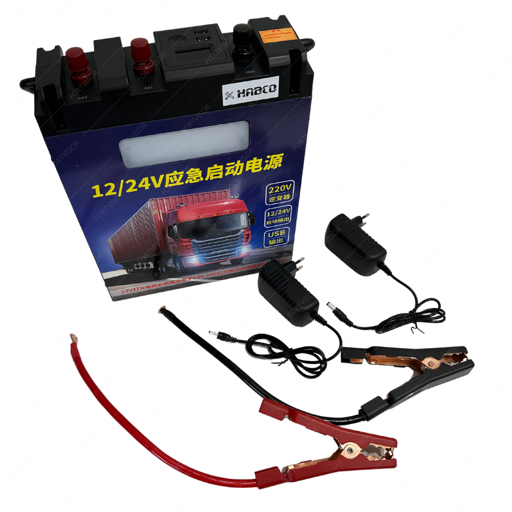 Пускозарядное устройство 3000А 12V-24V, Бустер HABCO (Jump Starter) Портативный аккумулятор 180 000 мАч, Инвертор на 220 В