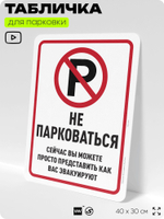 Табличка для парковки "Не парковаться", для дома, офиса, организаций, 40х30 см, Silver Plane x Айдентика Технолоджи