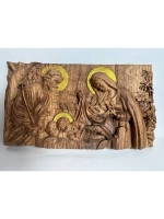 Освященная икона-панно "Рождество Христово" резная из дуба