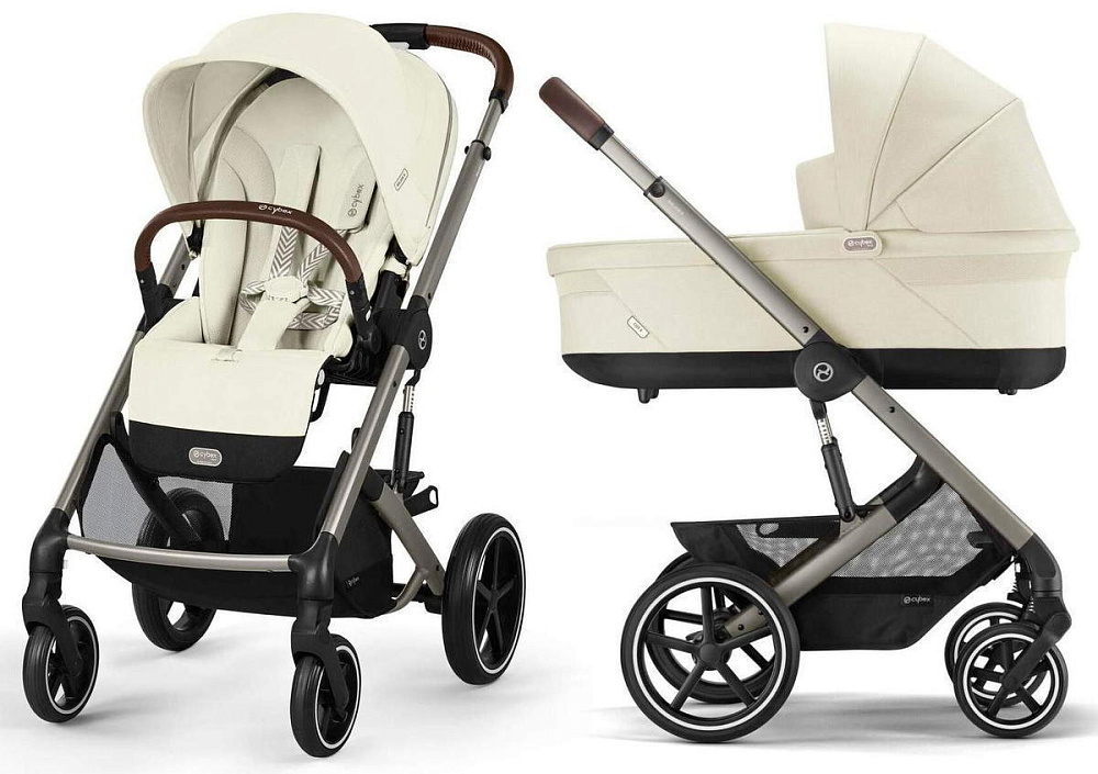 Коляска Cybex Balios S Lux TPE complete Aton S2 Hibiscus Red 3 в 1 Seashell Beige с дождевиками