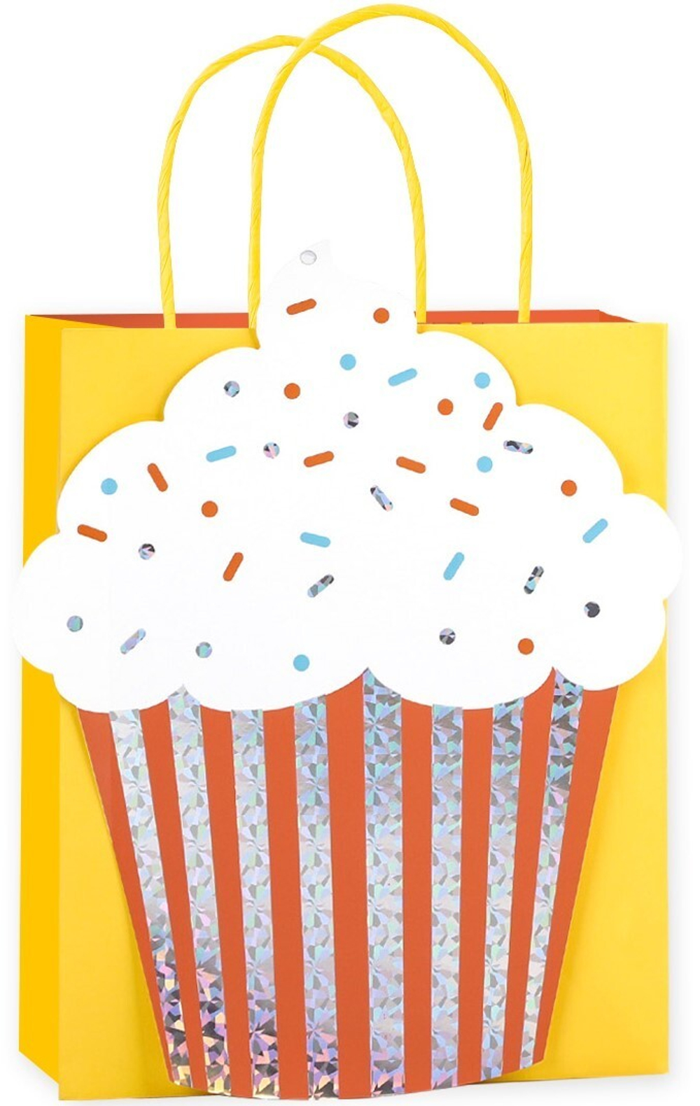 Пакет подарочный 3D, Сладкий капкейк, Желтый, Голография, 25*20*10 см, 1 шт.