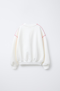 ZARA ТОЛСТОВКА С ЦВЕТКОМ, ЖЕЛТОВАТО-БЕЛЫЙ