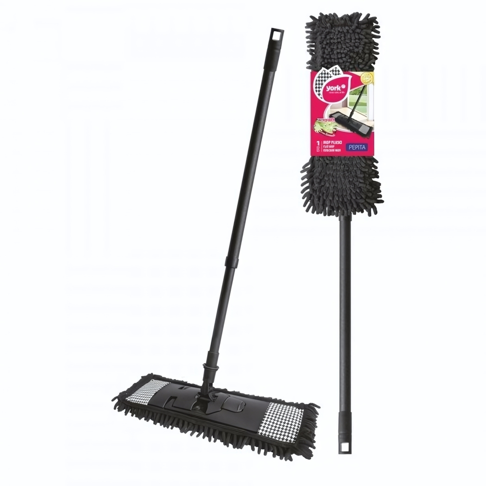 Швабра СТАЙЛ Пепита с телескопической рукояткой 130 см, насадка микрофибра YORK
