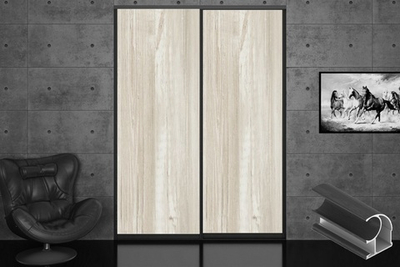 Дверь-купе 2650*600(700,800,900) мм, черный велюр, Сосна Касцина EGGER