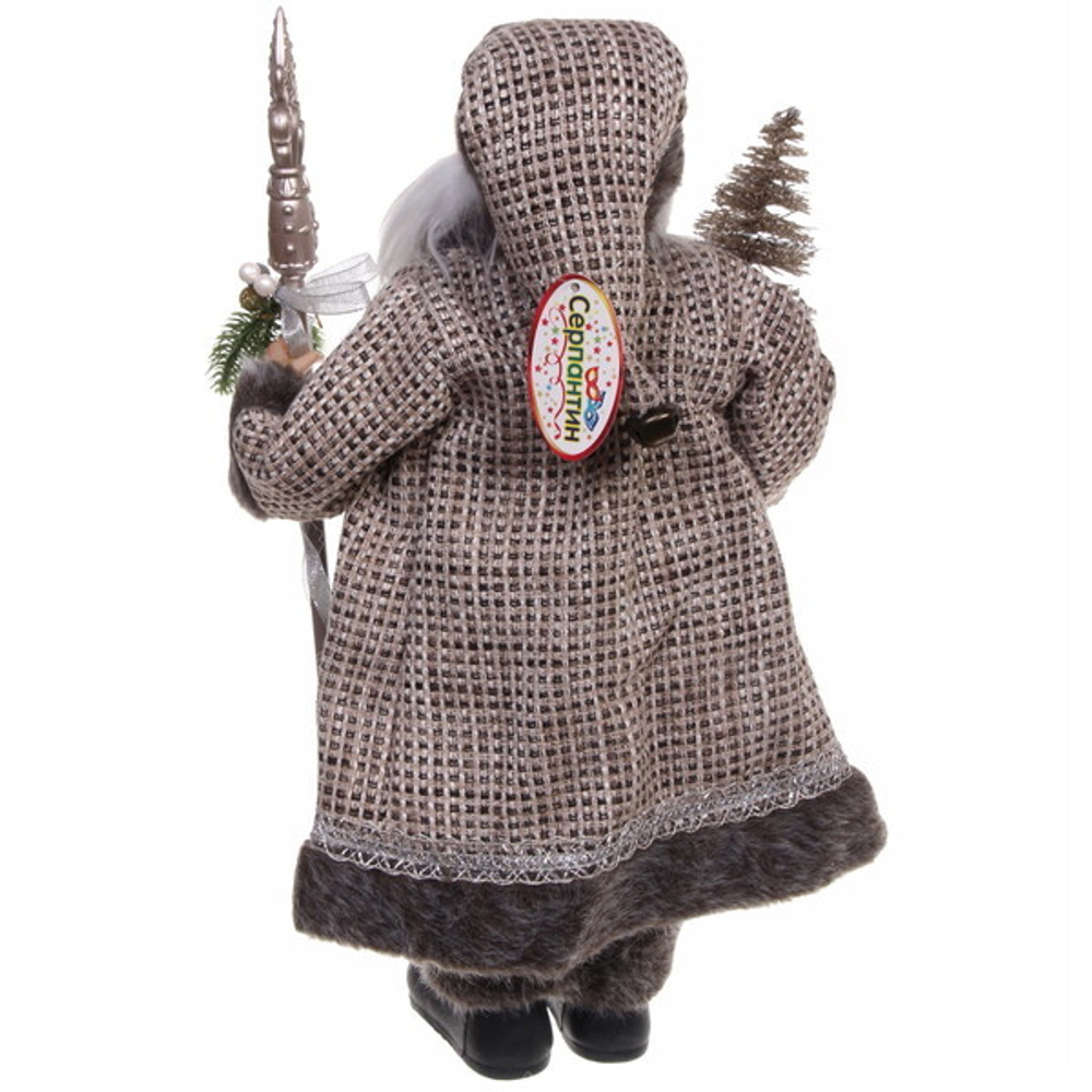 Дед Мороз 45 см в серой шубе с посохом (без музыки)