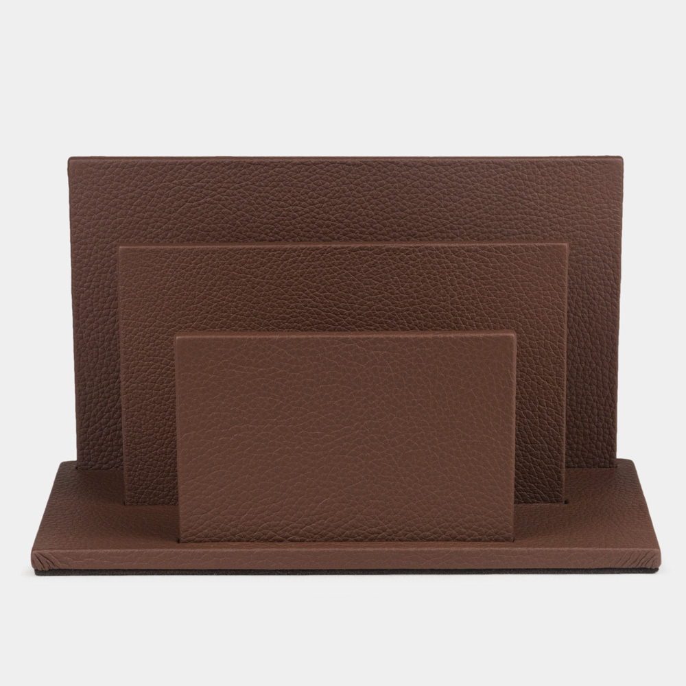 Подставка для визиток и бумаг из натуральной кожи теленка, черного цвета