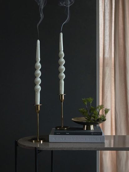 Набор из двух свечей светло-серого цвета из коллекции essential, 35 см