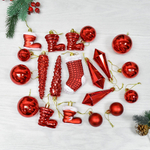 Елочные игрушки 21шт, цвет красный, пластик