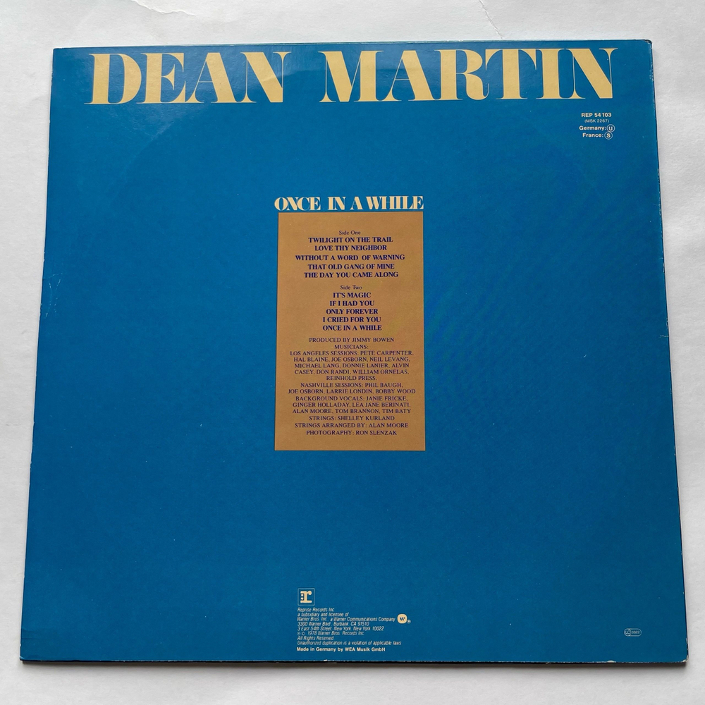 Винтажная виниловая пластинка LP Dean Martin Once In A While (Германия 1978)