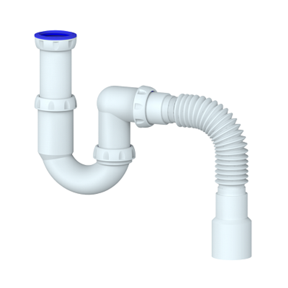 Сифон для тюльпана, умывальника, мойки прямоточный без выпуска с гибким отводом в канализацию UNICORN Y416