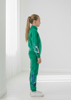 Mint Sports Team Suit with Geometric Pattern