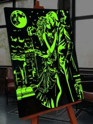 Rəqəmlərlə rəngləmə \ Картина по номерам со светящейся краской на холсте "Романтическая ночь" 40х50 см