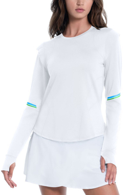 Женская теннисная футболка   Lucky in Love Tech Performance Swoop Long Sleeve - white