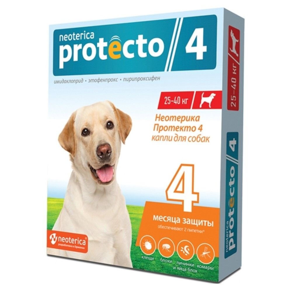 Neoterica Protecto Капли на холку для собак 25-40 кг от блох и клещей (цена за 1 шт) (P304) (у2)