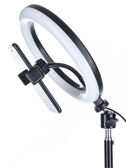 Кольцевая лампа светодиодная на штативе 2,1 м световое селфи кольцо 26 см для съемок и фото