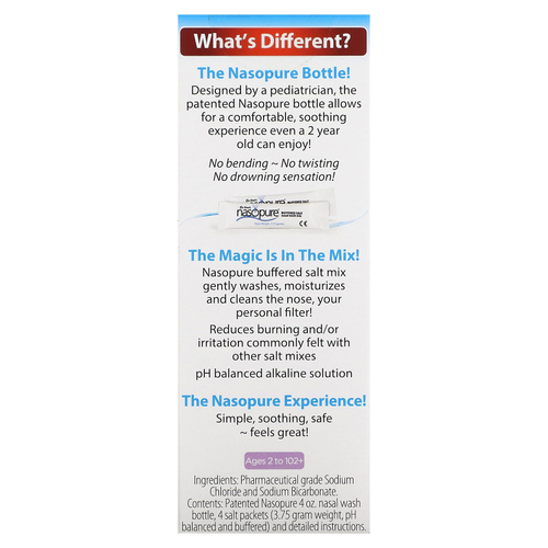 Nasopure, Dr. Hana's Nasal Wash, набор для промывания носа, для детей от 2 до 102 лет, набор из 6 предметов