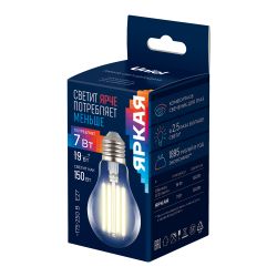 LED-A60-7W-3000K-E27-CL GLY01TR Лампа светодиодная. Форма A. прозрачная. Серия Яркая A++. Теплый белый свет 3000K. Картон. ТМ Uniel