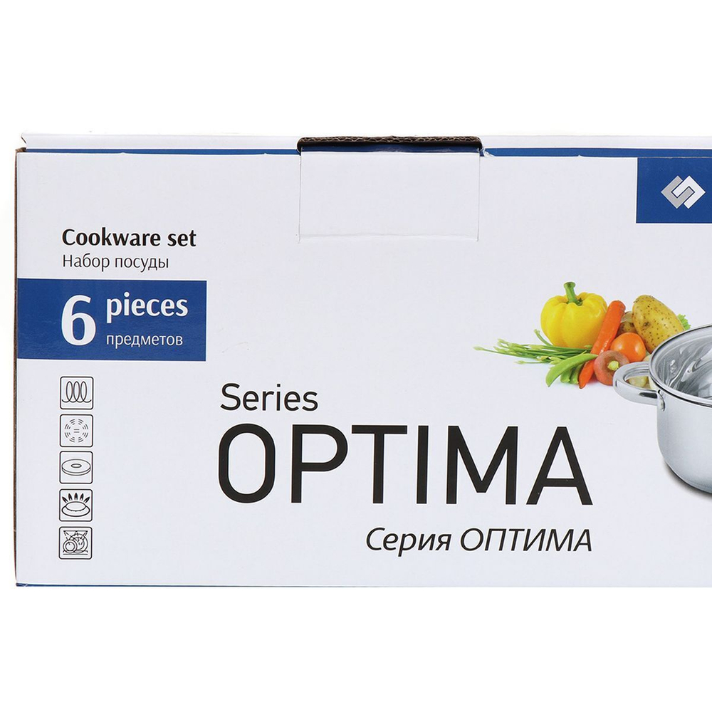 Набор посуды нерж, 6 пр, кастрюли 1.6,3.1,5.4 л, индукц, Daniks, Оптима, GS-01201-6S