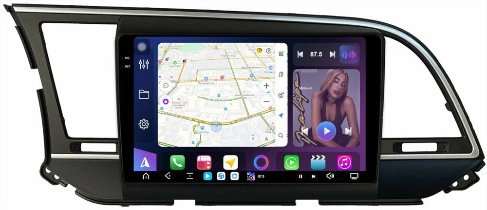 Магнитола для Hyundai Elantra 6 2016-2018 (штатная КЗВ, рамка тип 1) - FarCar GX581M монитор 9.5" 2K QLED на Android 14, TS20, 6+128Гб, CarPlay, 4G SIM-слот